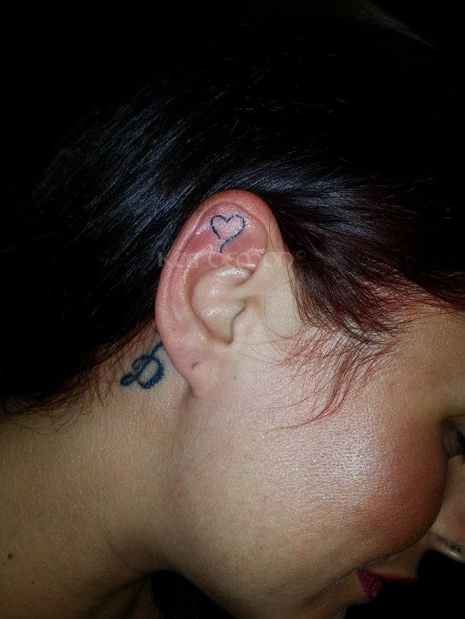 heart inner ear tattoo